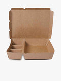 Brown Kraft Paper Tray with 4 Compartments opened