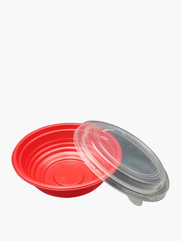 Red Plastic Bowl with Lid