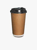 16 oz White and Brown Double Wall Paper Cup with PS Lid