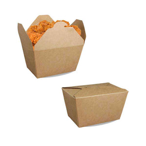 Brown kraft paper tray 1000 ml with fried chicken