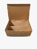 Brown Kraft Paper Tray with 2 Compartments opened